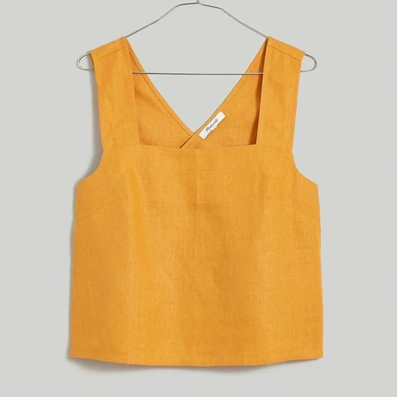 New Madewell 100% Linen Cross Back Sleeveless Top Size 00 - Picture 2 of 9